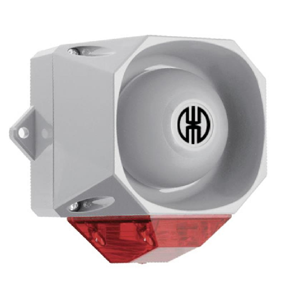 Combinaison éclair/sirène ROUGE 32 sons 105dB 115-230VAC IP66 GRIS Combinaison éclair/sirène ROUGE 32 sons 105dB 115-230VAC IP66 GRIS-Lire la description