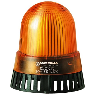 Combinaison éclair/sirène BM 8 sons 105dB 24VAC/DC ORANGE IP65 Ø89mm-Lire la description