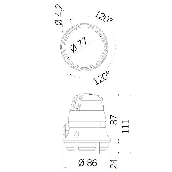 Combiné MICROLAMP A 75dB FIXE/FLASH VERT V48DAC IP30 Ø77mm GRIS-Lire la description