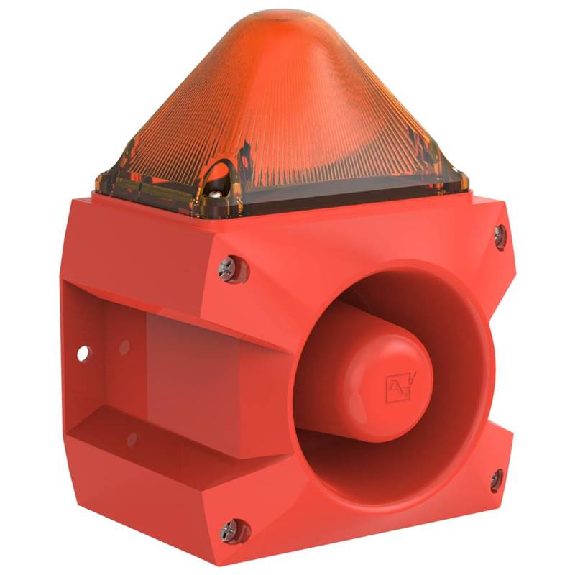 Combiné sirène 105dB feu flash 5J 230Vac optique Orange IP66-Lire la description