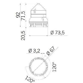 Combiné CTL600 A 68db LED VERT V12/24DAC IP30 Ø60mm GRIS-Lire la description