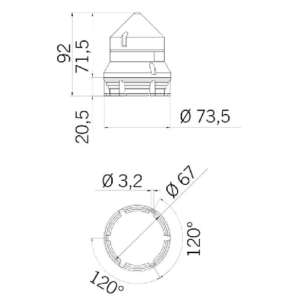 Combiné CTL600 A 68db LED VERT V12/24DAC IP30 Ø60mm GRIS-Lire la description