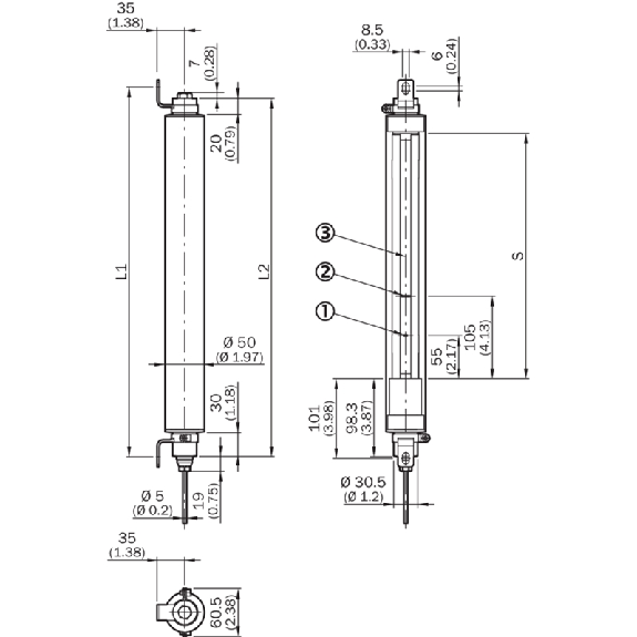 Barrière sécurité T2 (E) H=0900mm Rés=30mm P=12,5m IP69K, câble 15m Barrière sécurité T2 (E) H=0900mm Rés=30mm P=12,5m IP69K, câble 15m-Lire la description