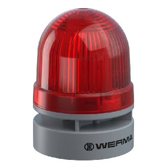 Mini TwinLIGHT Combi 95dB 24VAC/DC ROUGE IP66 Ø62mm GRIS-Lire la description