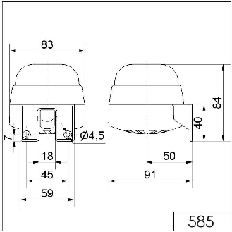Avertiseur de signal. WM continu 98db 24VAC/DC IP65 Ø83mm GRIS-Lire la description