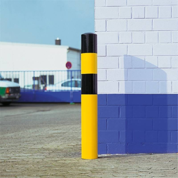 Poteau de protection Morion S 90x1200. Epaisseur 3.6 mm, noir/jaune-Lire la description