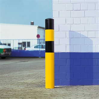Poteau de protection Morion S 90x1200. Epaisseur 3.6 mm, noir/jaune-Lire la description