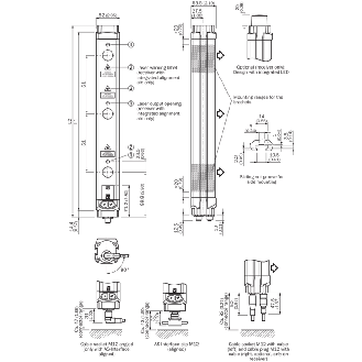 Barrière sécurité T4 4fx Rés=300mm P=4.5m Std A/P / M12x8 et M12x5-Lire la description