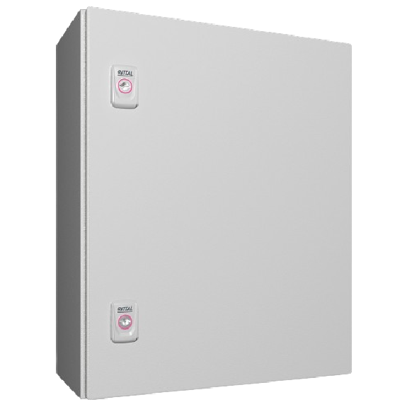 AX Coffret électrique, LHP : 400x500x210 mm, en tôle d'acier, avec plaque de montage, à une porte, deux serrures à came AX Coffret électrique, LHP : 400x500x210 mm, en tôle d'acier, avec plaque de montage, à une porte, deux serrures à came-Lire la description