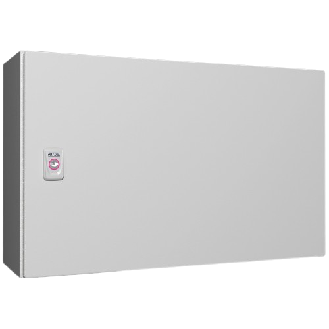 AX Coffret électrique, LHP : 600x380x210 mm, en tôle d'acier, avec plaque de montage, à une porte, une serrure à came-Lire la description