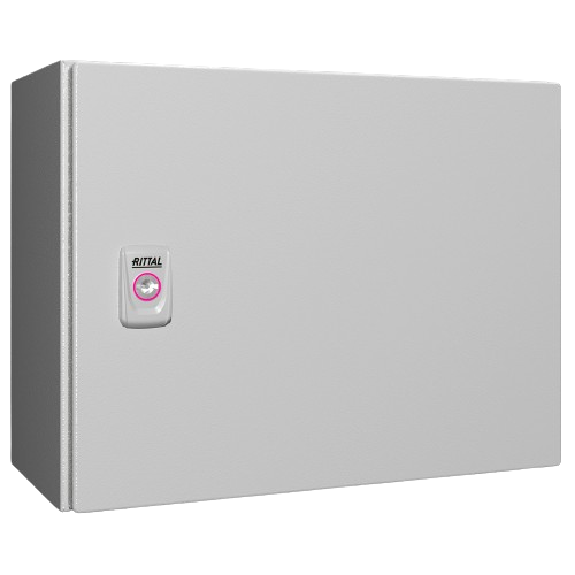 AX Coffret électrique, LHP : 380x300x210 mm, en tôle d'acier, avec plaque de montage, à une porte, une serrure à came-Lire la description