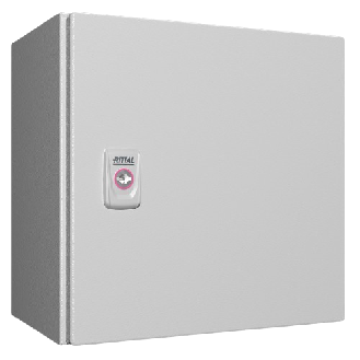AX Coffret électrique, LHP : 300x300x210 mm, en tôle d'acier, avec plaque de montage, à une porte, une serrure à came-Lire la description