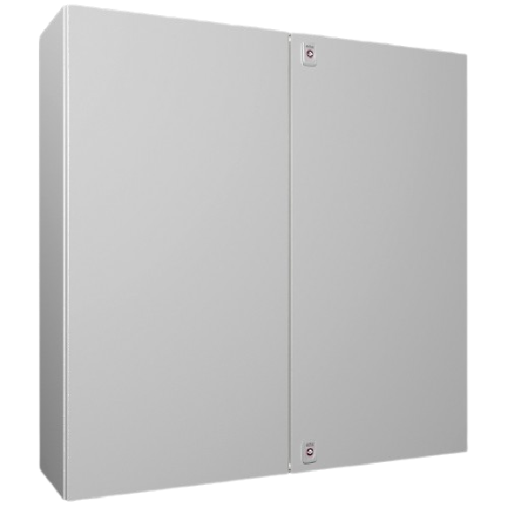 AX Coffret électrique, LHP : 1000x1000x300 mm, en tôle d'acier, avec plaque de montage, à deux portes, deux serrures à came-Lire la description