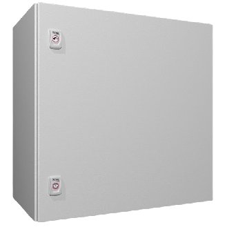 Coffret électrique AX, LHP : 600x600x350 mm, en tôle d'acier, avec plaque de montage, à une porte, deux serrures à came-Lire la description