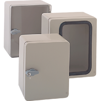 Mini-armoire ABS avec hublot, IP65, RAL 7035, 250 x 300 x 170 mm-Lire la description