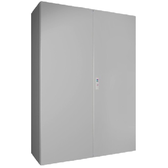 AX Coffret électrique, LHP : 1000x1400x400 mm, en tôle d'acier, avec plaque de montage, à deux portes, avec système de verrouillage à 3 points-Lire la description