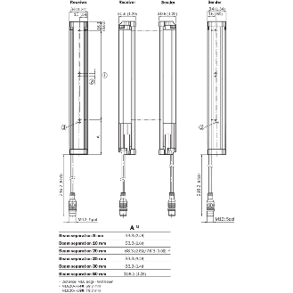 Rideau optique mesurant H=445mm Rés=5mm P=5m, IO-Link PNP/NPN-Lire la description