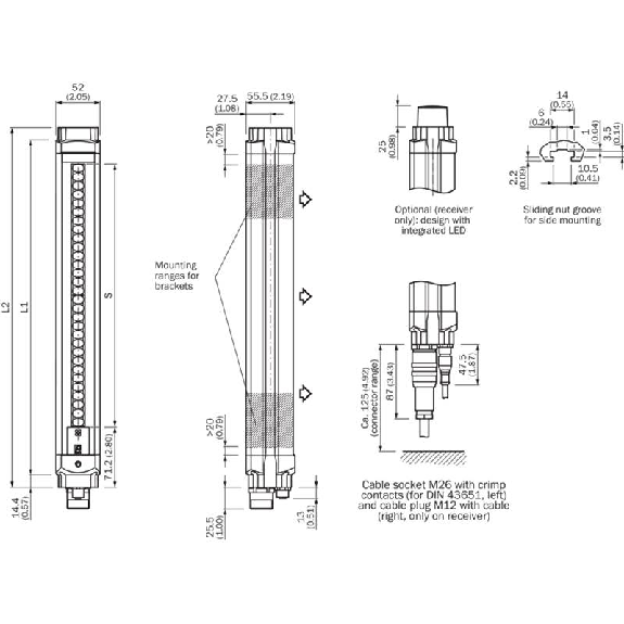 Barrière sécurité T4 H=1500mm Rés=30mm P=19m (E) Adv Curtain / M26x12 Barrière sécurité T4 H=1500mm Rés=30mm P=19m (E) Adv Curtain / M26x12-Lire la description