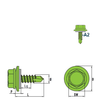 DIN 7504 K Sechskant-Bohrschrauben A2 R16 6,3x19 mm  - für Aluminium-Bleche - - 250 Stück-Beschreibung lesen