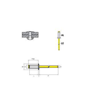 Farbige Blindniete RAINBOW STANDARD- RAL 9010  AL/ST - Flachkopf - 4,8x16 mm - 500 Stück-Beschreibung lesen