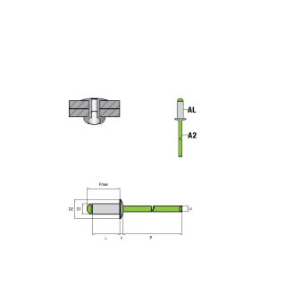 Blindniete STANDARD  AL/A2 - Flachkopf - 3,0x6 mm - 1000 Stück-Beschreibung lesen