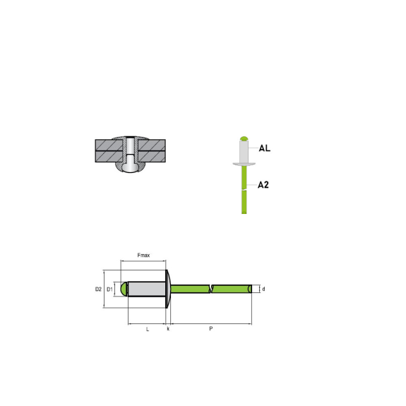 Blindniete STANDARD  AL/A2 - GroÃŸkopf K11 - 5,0x18 mm - 250 Stück-Beschreibung lesen