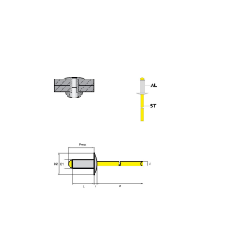 Blindniete STANDARD  AL/ST - GroÃŸkopf K14 - 5,0x18 mm - 250 Stück-Beschreibung lesen