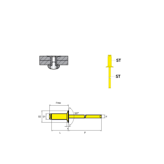 Blindniete STANDARD  ST/ST - Senkkopf - 5,0x18 mm - 500 Stück-Beschreibung lesen