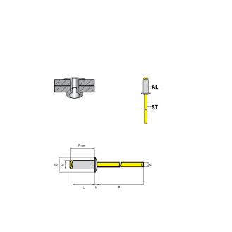 Farbige Blindniete RAINBOW STANDARD- RAL 9005  AL/ST - Flachkopf - 3,0x14 mm - 1000 Stück-Beschreibung lesen