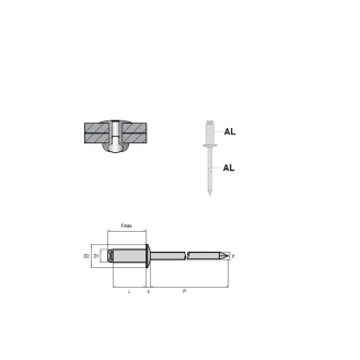 Blindniete STANDARD  AL/AL - Flachkopf - 4,0x10 mm - 1000 Stück-Beschreibung lesen