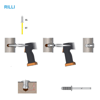 Gerillte Blindniete RILLI  AL/ST - Flachkopf - 3,2x10 mm - 1000 Stück-Beschreibung lesen