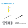 Rivets laqués RAINBOW MULTI- RAL 9005 AL/ST -Tête plate - 4,0x16 mm 500 Pièces