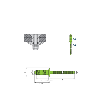 Hochfeste Blindniete GO-INOX mit wulstfÃ¶rmigen SchlieÃŸkopf Hochfeste Blindniete GO-INOX II A2/A2 - Senkkopf - 4,0x10 mm - 500 Stück-Beschreibung lesen
