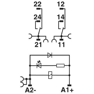 Module à relais, DPDT, Push-in, 24Vdc-Lire la description