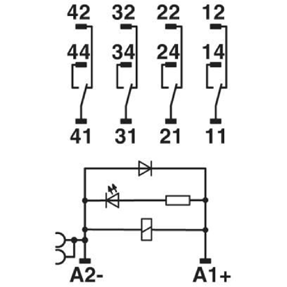 Module à relais, 4PDT, Push-in, 24Vdc-Lire la description