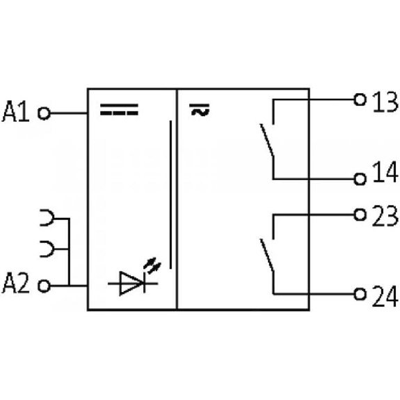 Module relais, DPST-NO 6A-250VAC/DC, 12.4mm, Ressort, 24VAC/DC-Lire la description