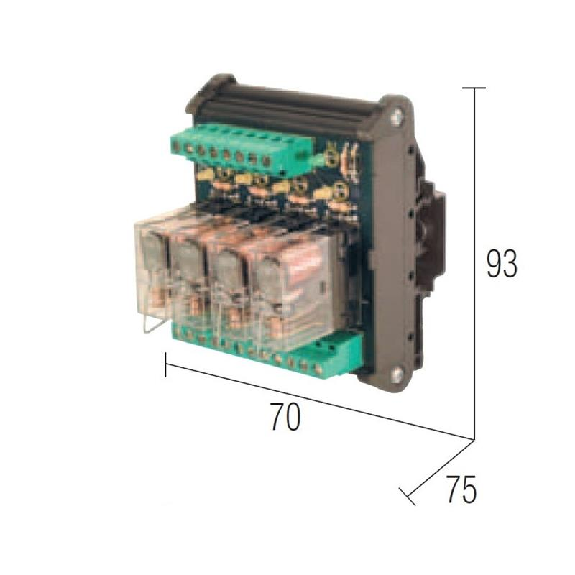 Module 4 Relais SPDT 12A-250VAC, 24VDC Commun négatif-Lire la description