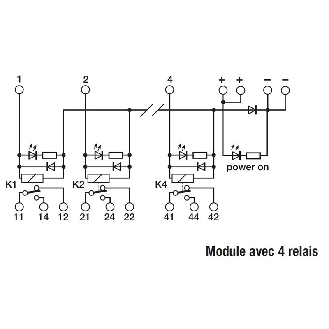 Module 4 Relais SPDT 12A-250VAC, 24VDC Commun négatif-Lire la description