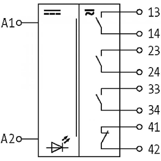 Module-relais, 3PST-NO/SPST-NF 5A-250VAC/DC, 22,5mm, Vis, 24Vdc-Lire la description