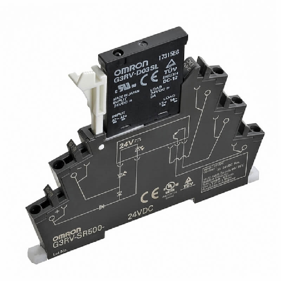 Module-relais statique, 6,2mm, Triac 2A 100-240VAC Push-in, 24VAC/DC-Lire la description