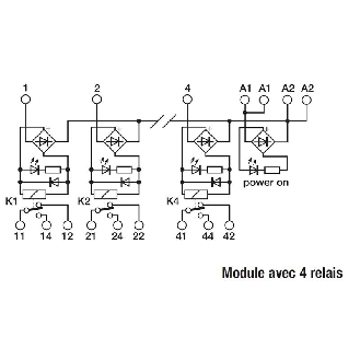 Module 4 Relais SPDT 12A-250VAC, 24VAC/DC Commun universel-Lire la description