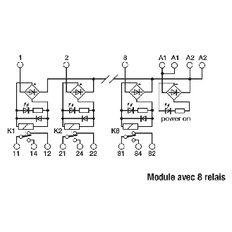 Module 8 Relais SPDT 12A-250VAC, 24VAC/DC Commun universel-Lire la description