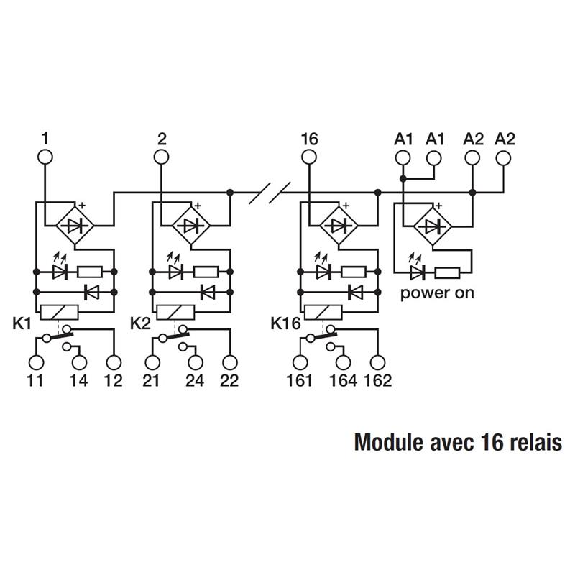 Module 16 Relais SPDT 12A-250VAC, 24VAC/DC Commun universel Module 16 Relais SPDT 12A-250VAC, 24VAC/DC Commun universel-Lire la description