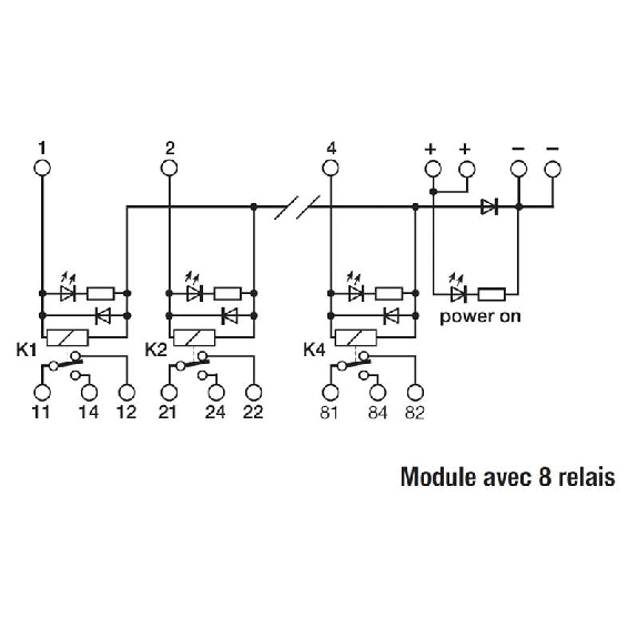Module 8 Relais SPDT 12A-250VAC, 24VDC Commun négatif-Lire la description