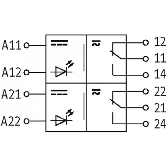 Module-relais, DPDT 8A-250VAC/DC, 22,5mm, Vis, 24VDC-Lire la description