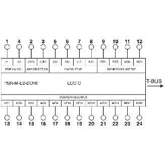 Module de sécurité (extension), 16 sorties de signalisation, TBUS-Lire la description