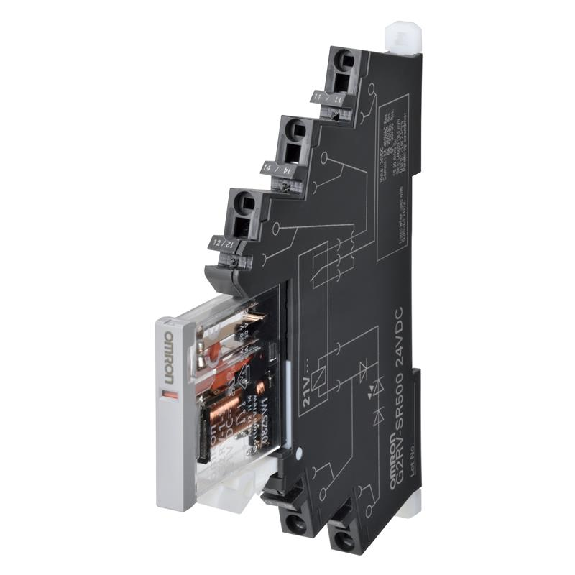 Module-relais, 6mm, SPDT 6A-250VAC, Push-in, Levier, 24DC-Lire la description