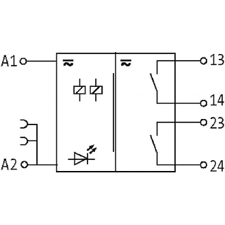 Module relais, DPST-NO, 6A-250VAC/DC, 12.4mm, Ressort, 24VAC/DC-Lire la description