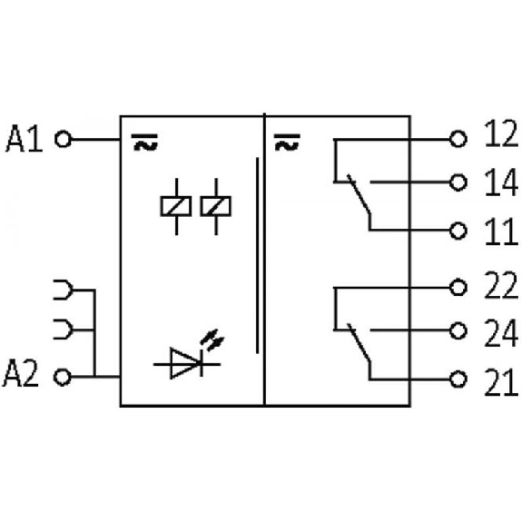 Module relais, DPDT 6A-250VAC/DC, 12.4mm, Ressort, 24VAC/DC-Lire la description