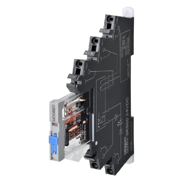 Module-relais, 6mm, SPDT 6A-250VAC, Push-in, Levier, 24AC/DC-Lire la description